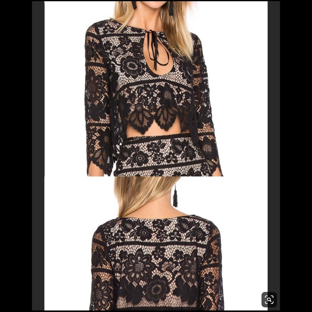 NWOT For Love and Lemons Black Lace Top